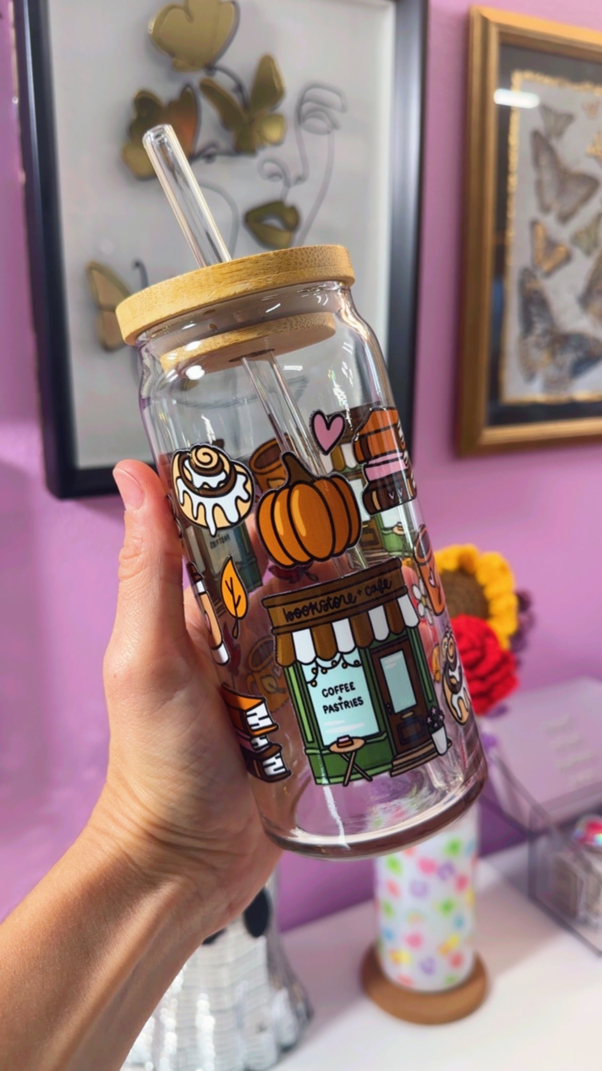 Bookstore Cafe 20 oz Glass Can