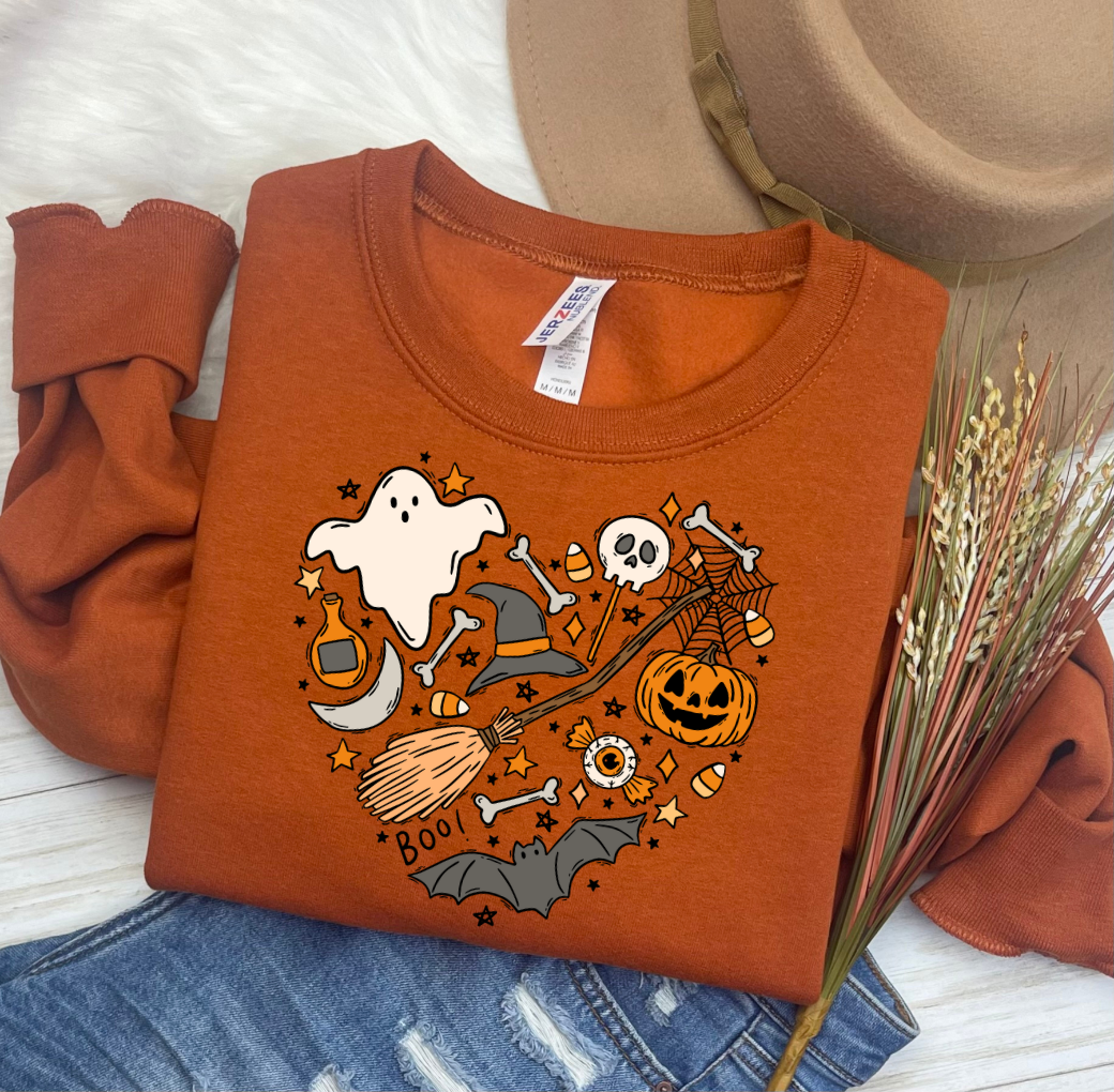 Spooky Heart Crewneck (Burnt Orange)