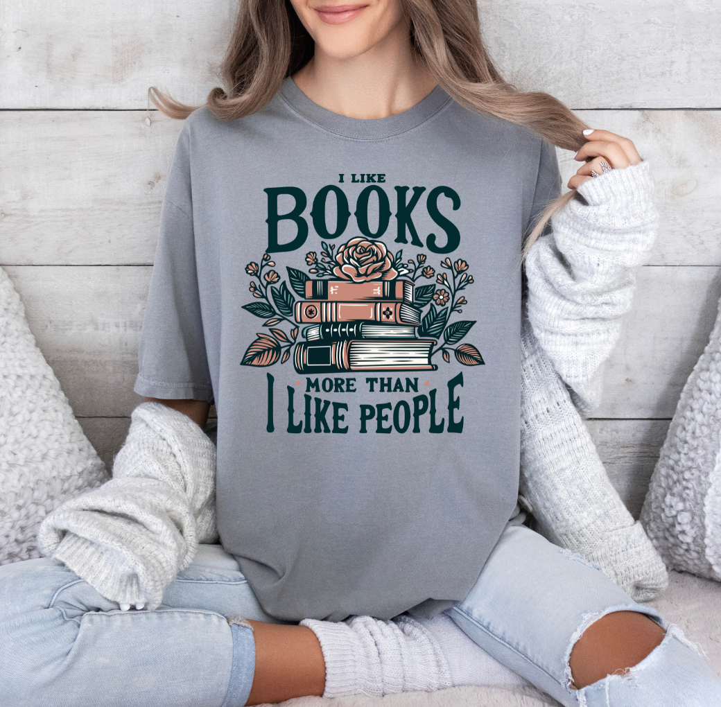 I Like Books More than People T-shirt (Grey)