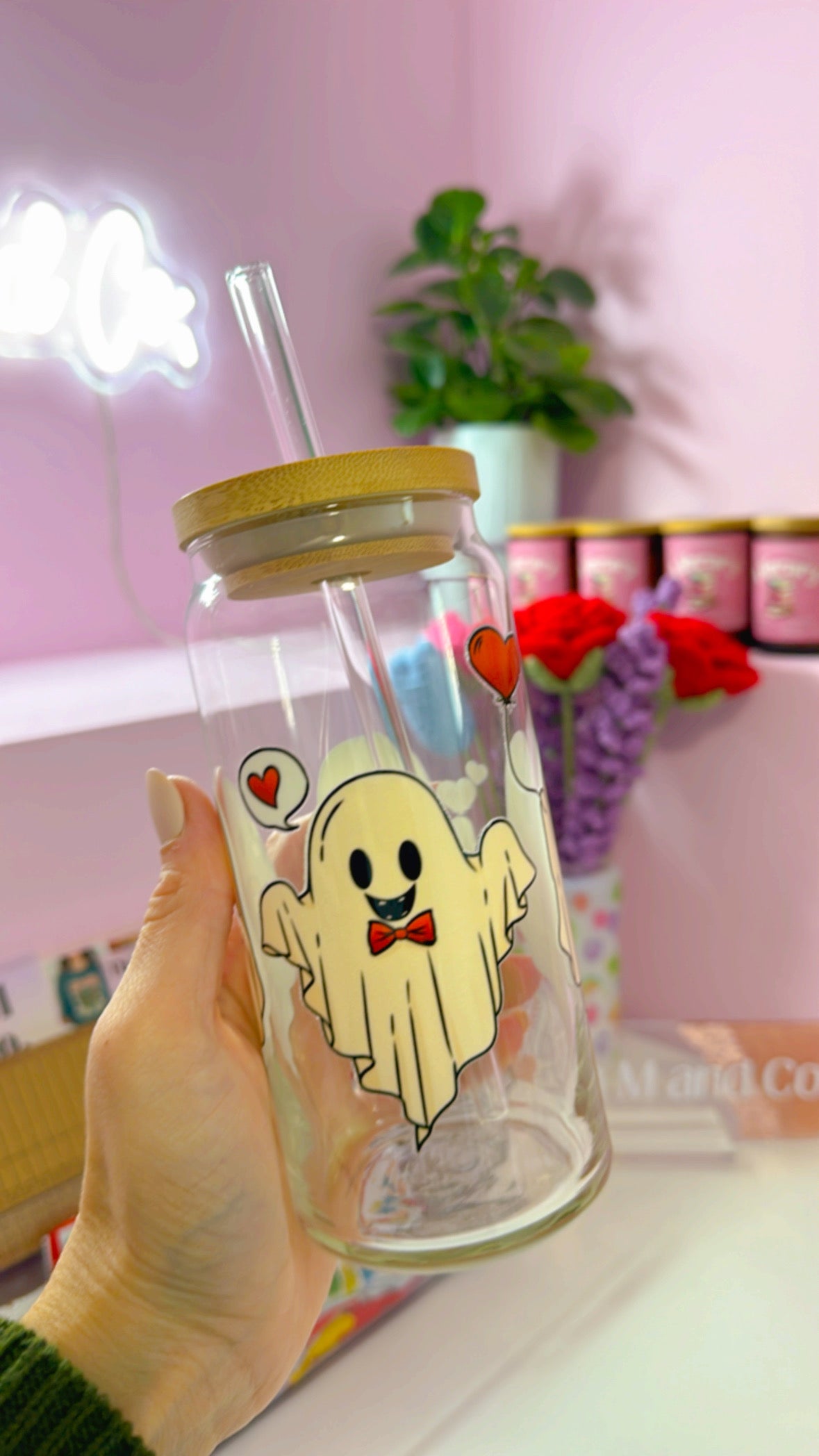 Love Ghosts 20 oz Glass Can