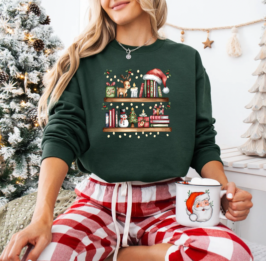 Holiday Bookshelf Crewneck (Forest)