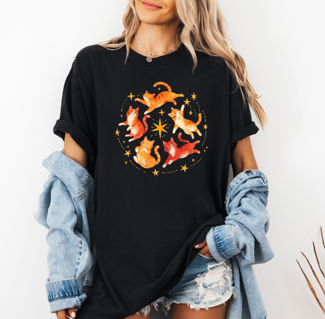 Celestial Cats T-shirt (Black)