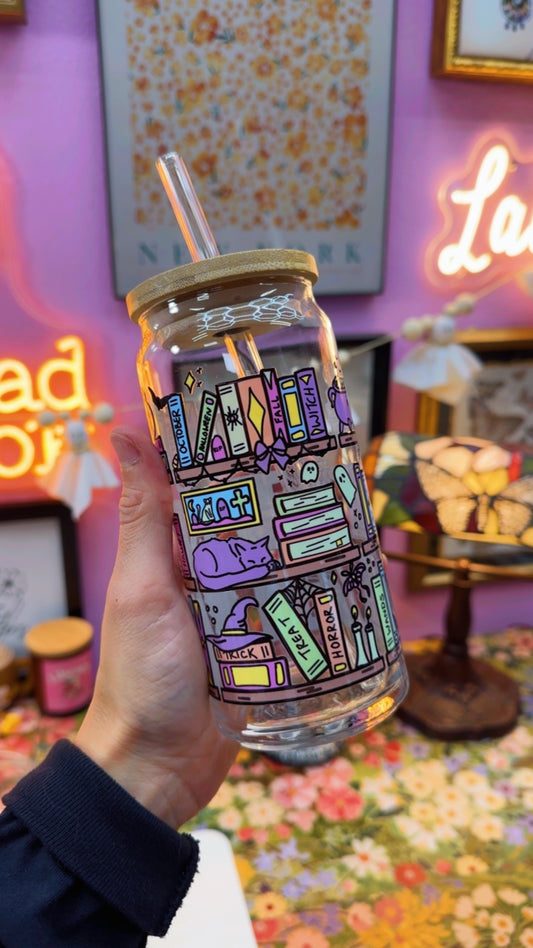 Spooky Bookshelves 20 oz Glass
