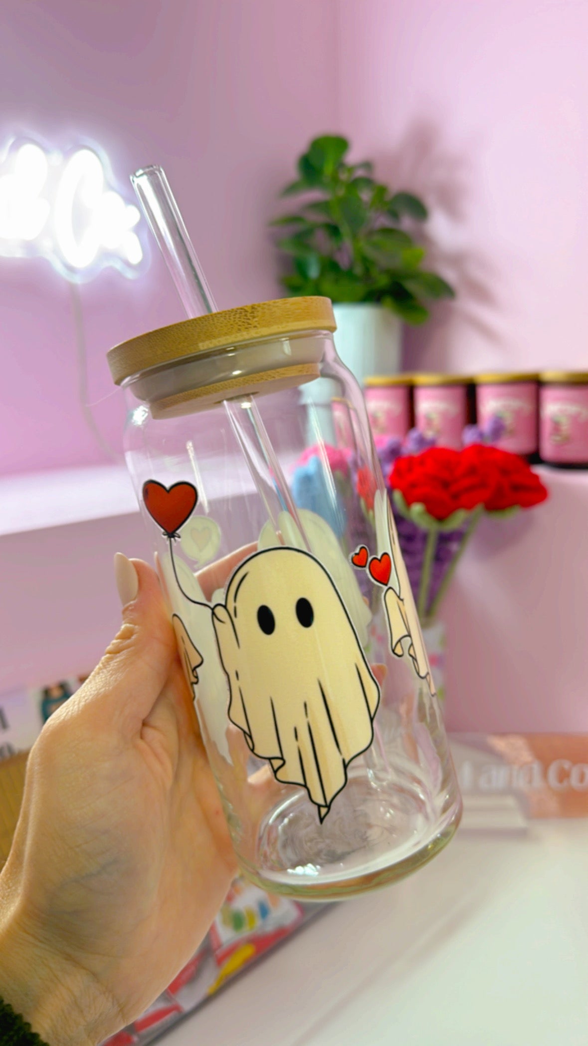 Love Ghosts 20 oz Glass Can