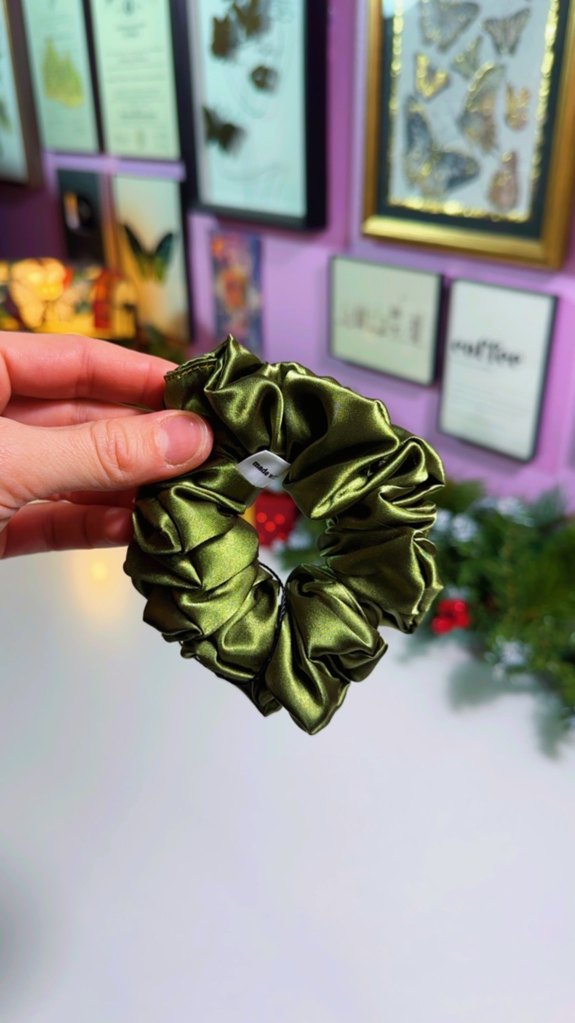 Hunter Green Satin Scrunchie