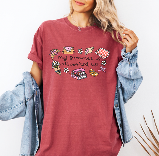Summer is Booked T-shirt (Crimson)