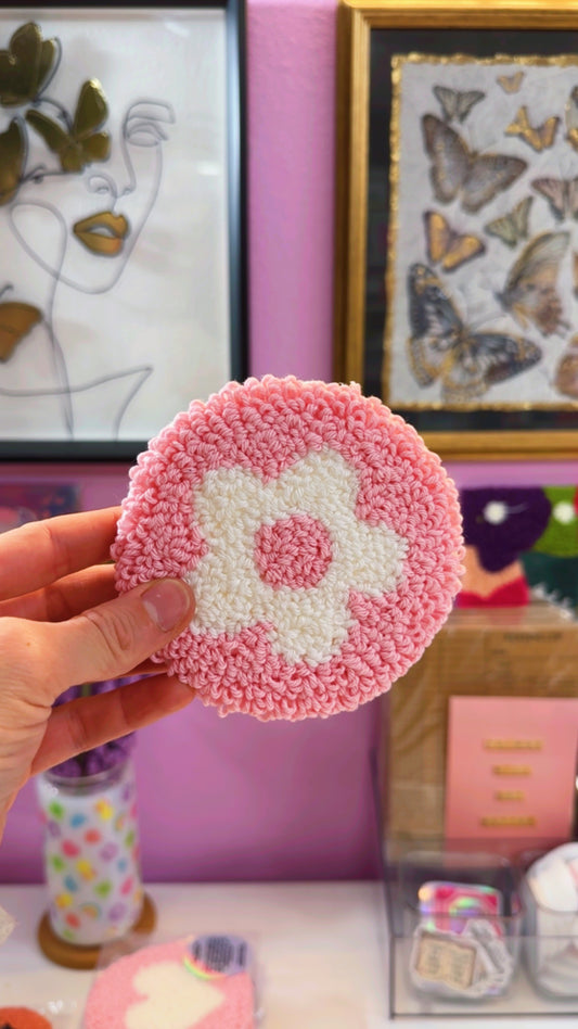 Pink Flower Handmade Coaster