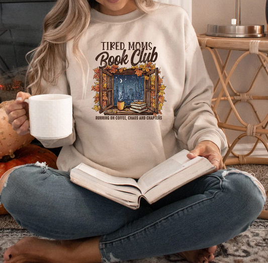 Tired Moms Bookclub Crewneck (Beige)