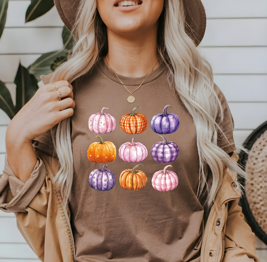 Colorful Pumpkins T-shirt (Espresso)