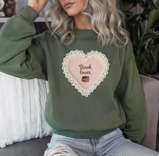 Book Lover Crewneck (Mil Green)