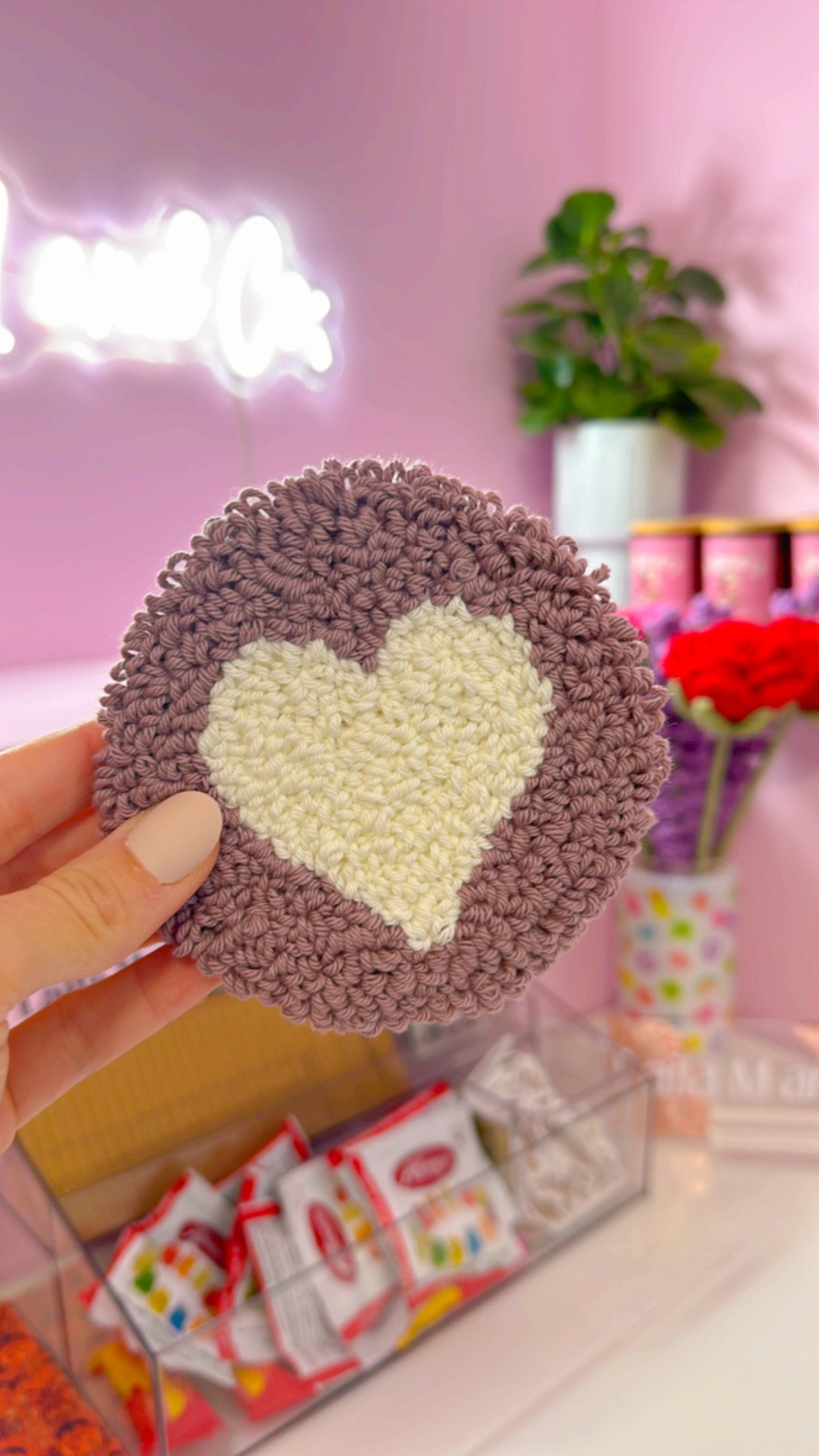 Purple Heart Handmade Coaster