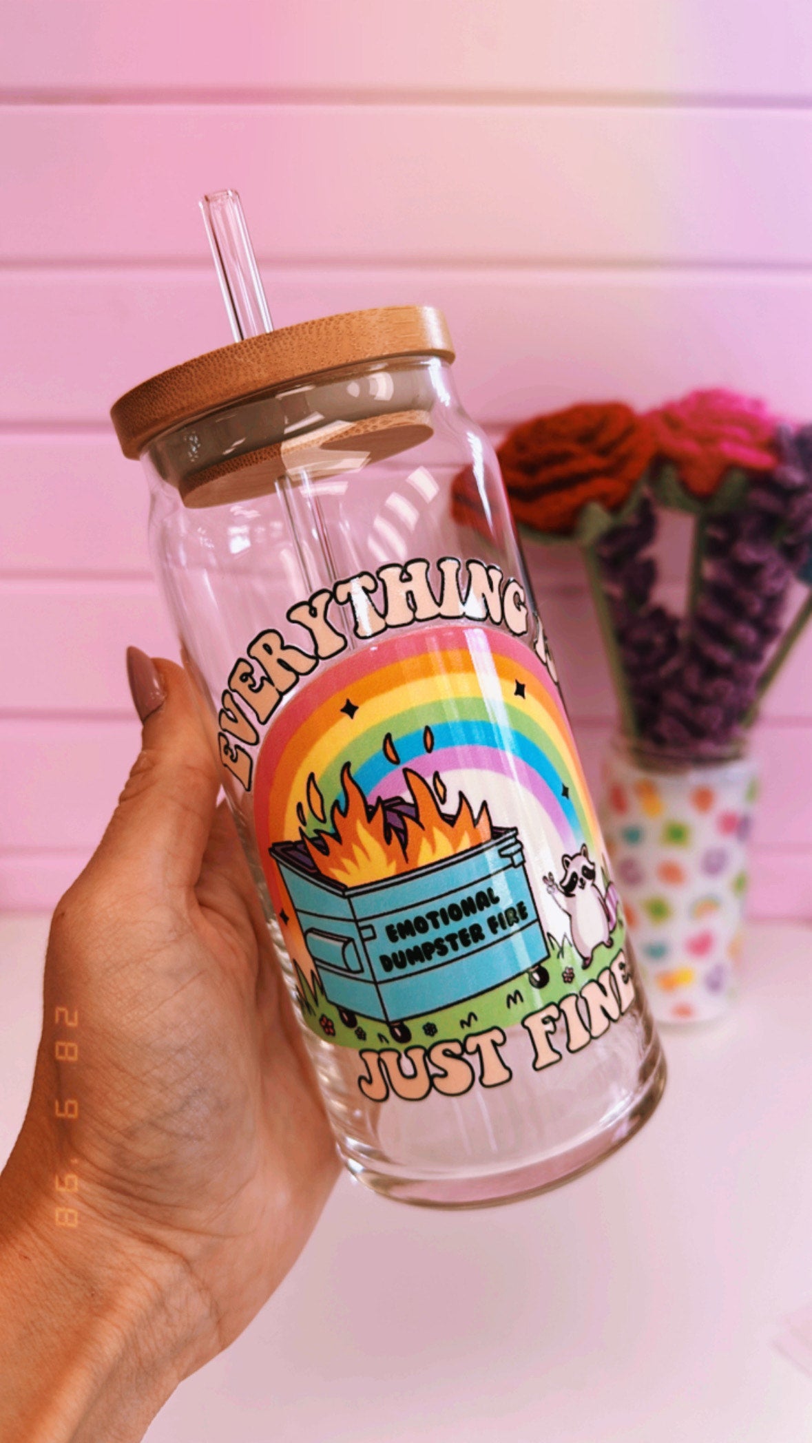 Everything is Fine 20 oz Glass Can