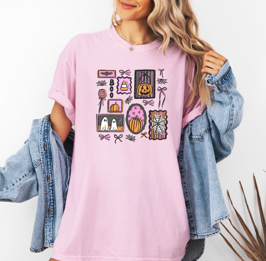 Spooky Doodles T-shirt (Pink)