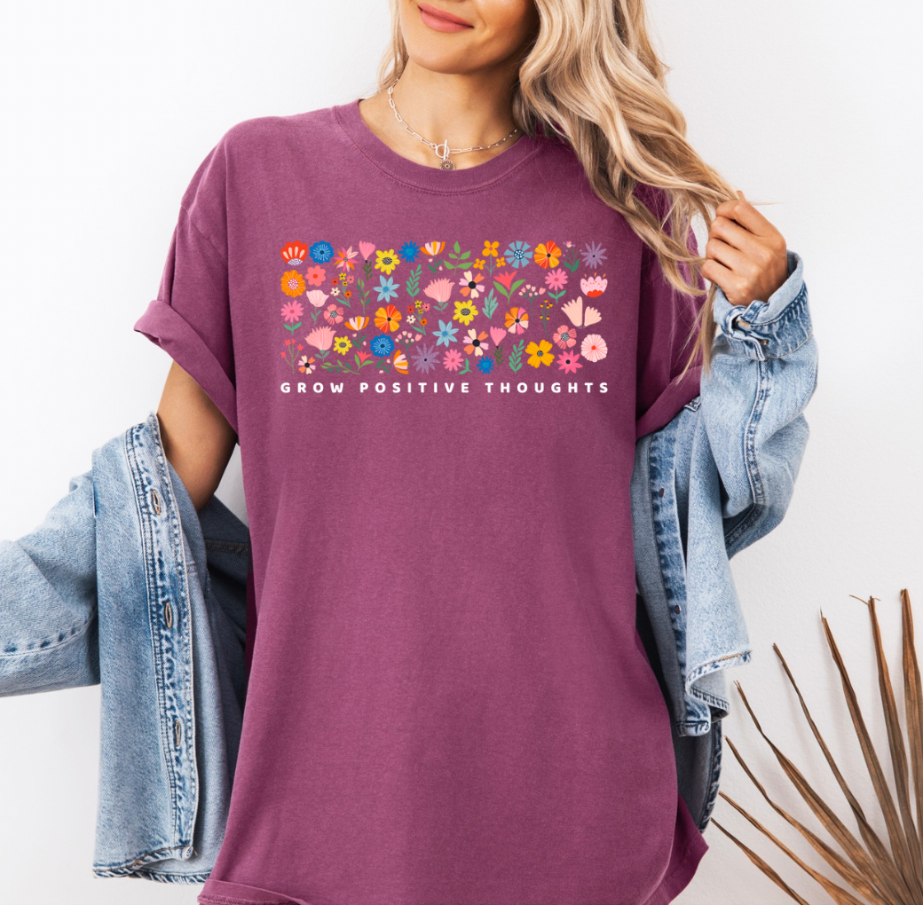 Grow Positive Thoughts T-shirt (Berry)