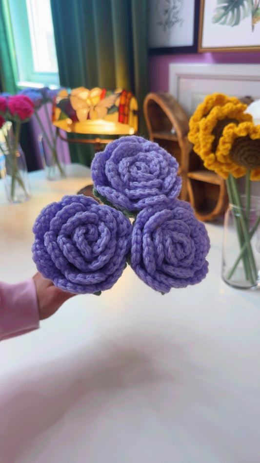 Crochet light Purple Rose Flower (1)