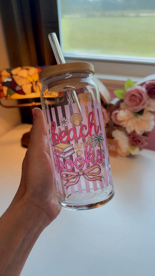 Beach and Books 20 oz Glass
