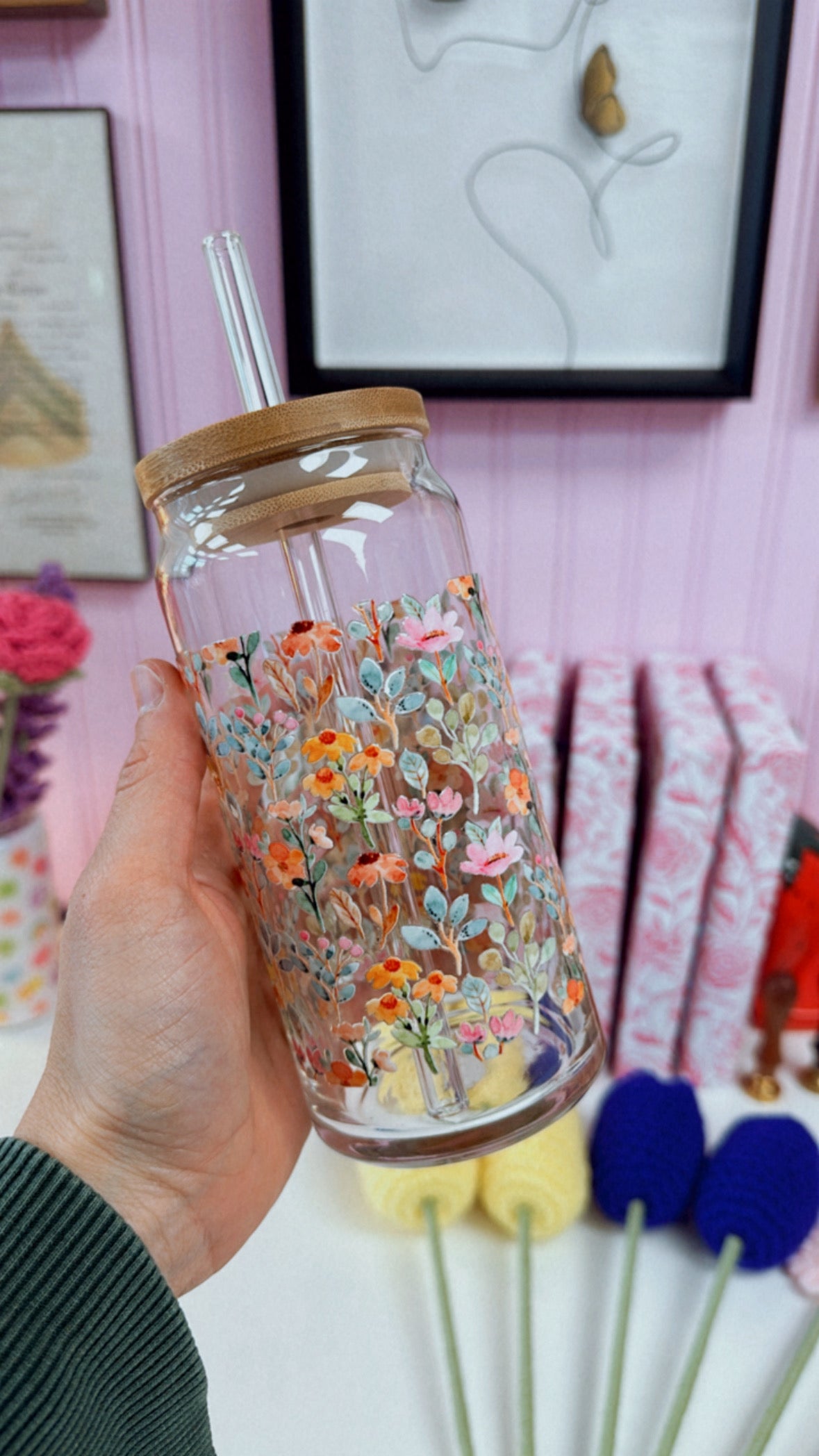 Spring Florals 20 oz Glass