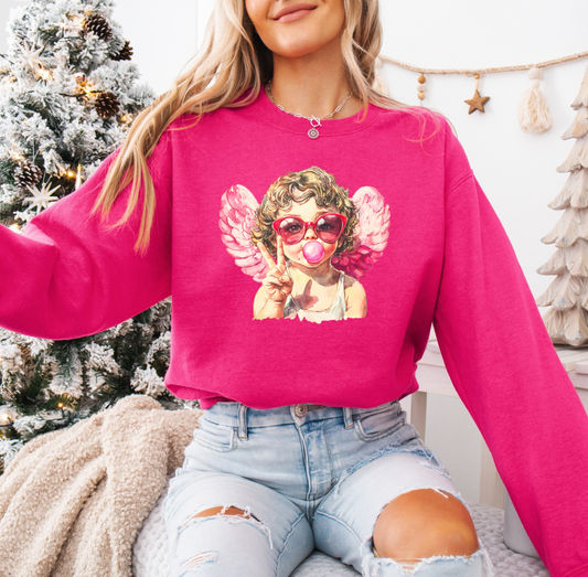 Sassy Valentine Angel Crewneck (Fuchsia!)