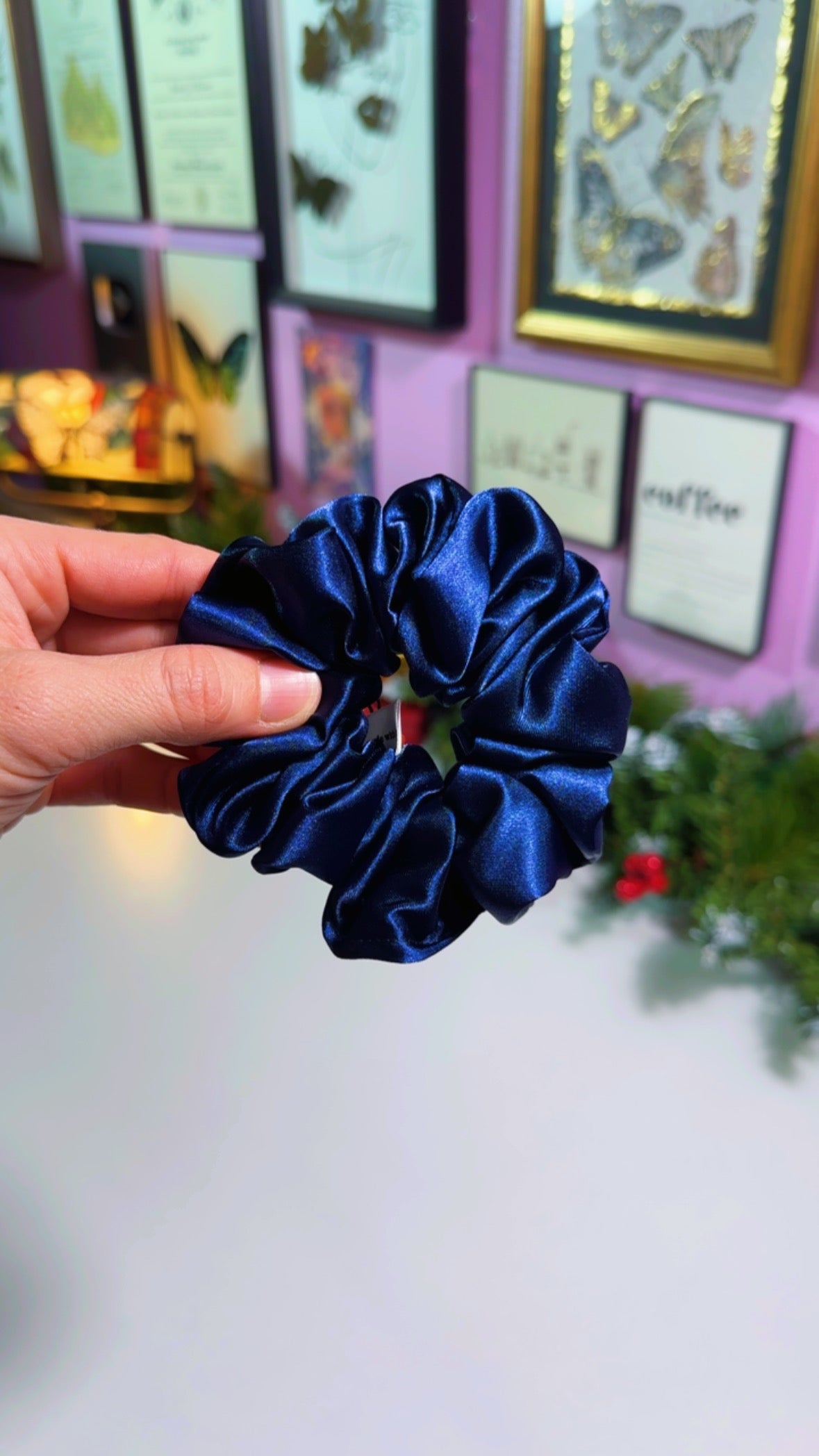Midnight Satin Scrunchie