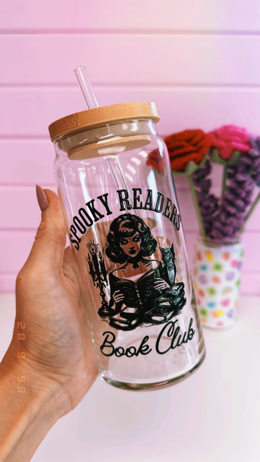 Spooky Reader 20 oz Glass Can