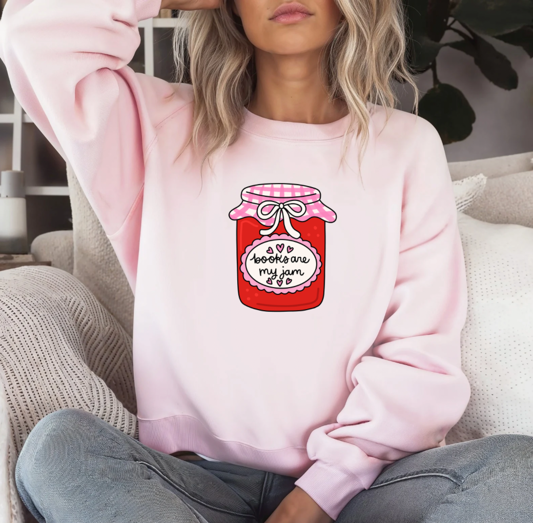 Books are My Jam Crewneck (Pink)