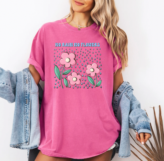 No Rain No Flowers T-shirt (Darker Pink)
