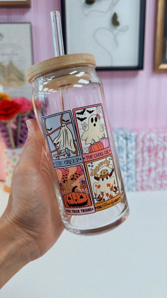 Spooky Tarots Cards 20 oz Glass Can