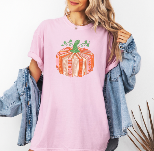 Bookish Pumpkin t-shirt (pink)