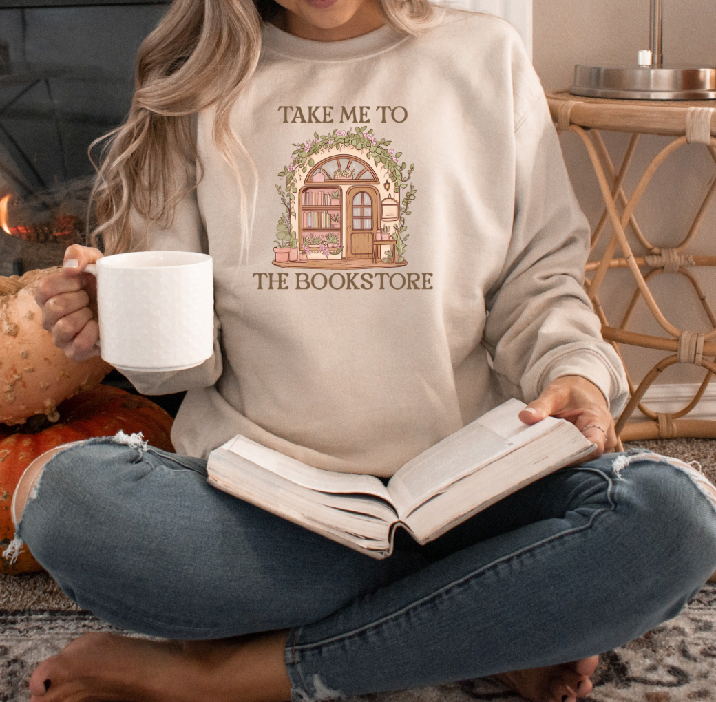 Take me to the Bookstore Crewneck (Beige)