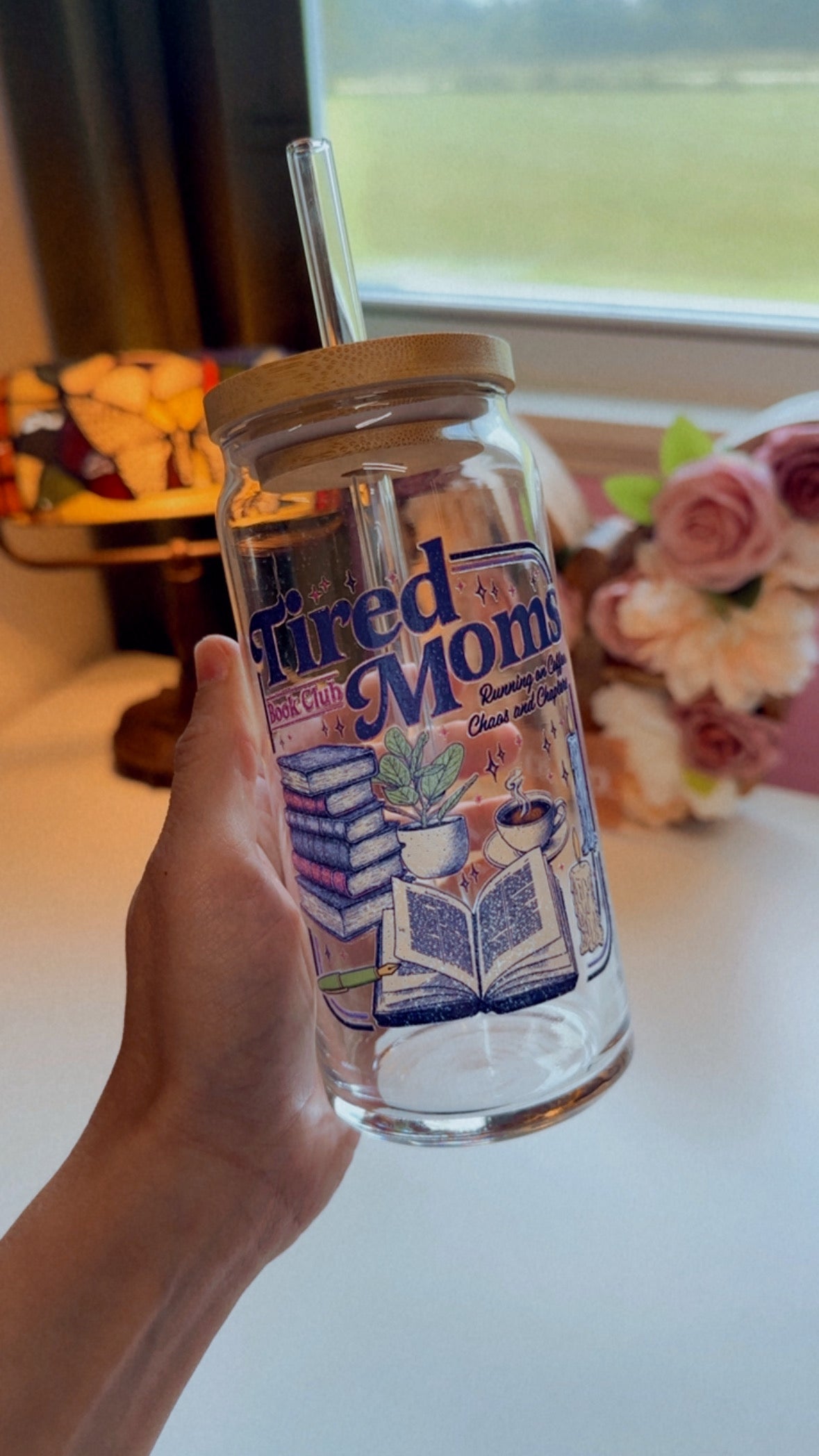 Tired Moms Book Club 20 oz Glass