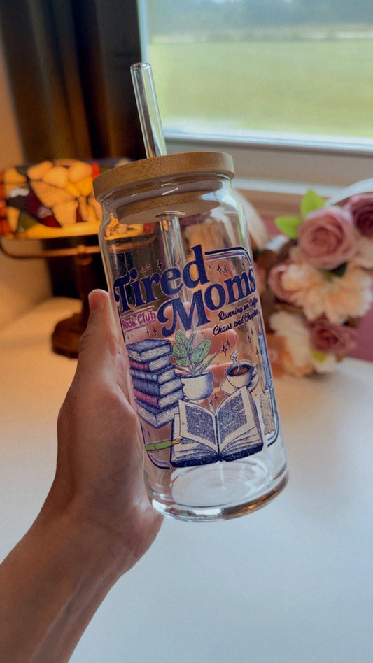 Tired Moms Book Club 20 oz Glass