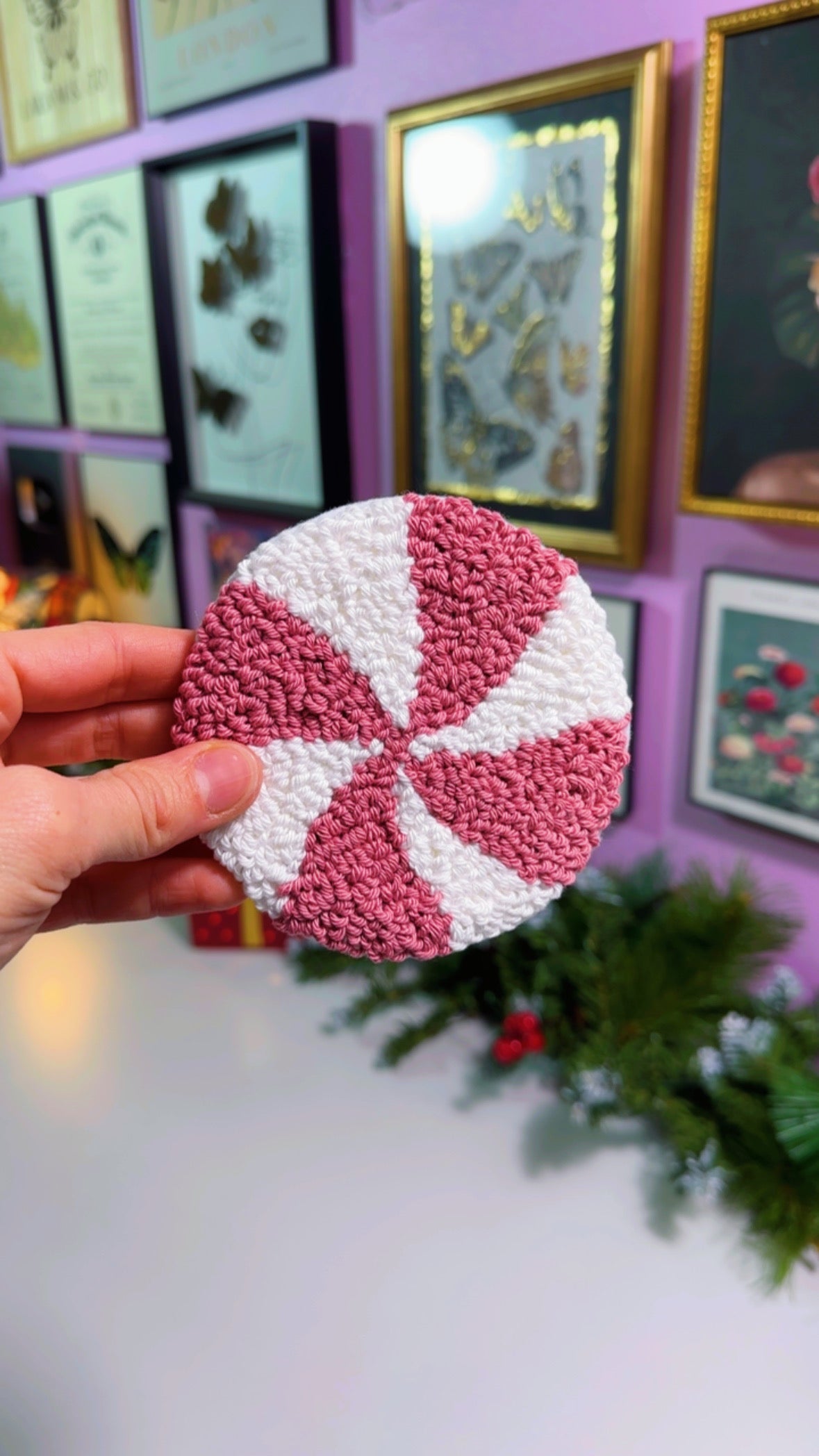 Dark Pink Candy Handmade Coaster