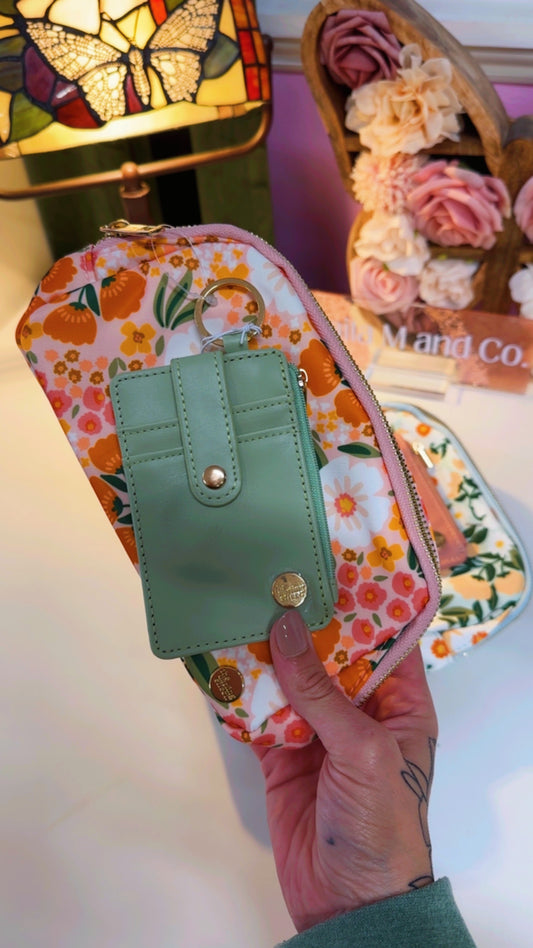 Pink Floral Belt Bag & Wallet Set