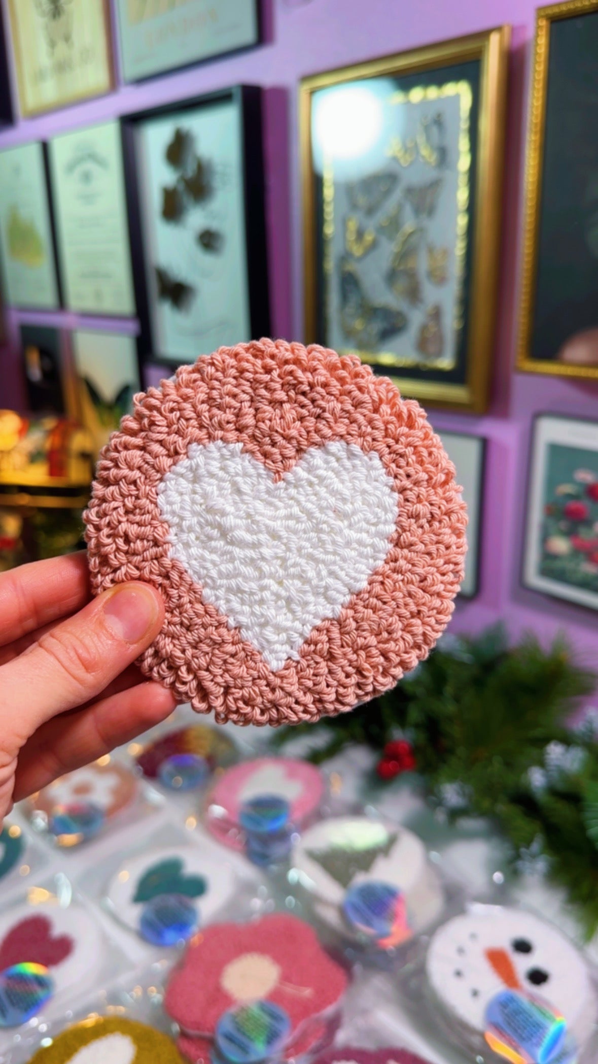 Pink Heart Handmade Coaster