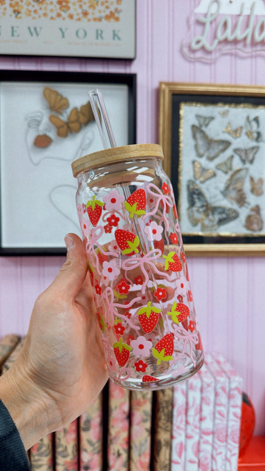 Strawberries 20 oz Glass