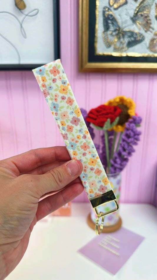 Peachy Petals Keychain Wristlet