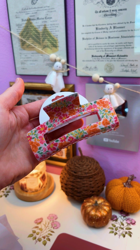 Pink Garden Claw Clip