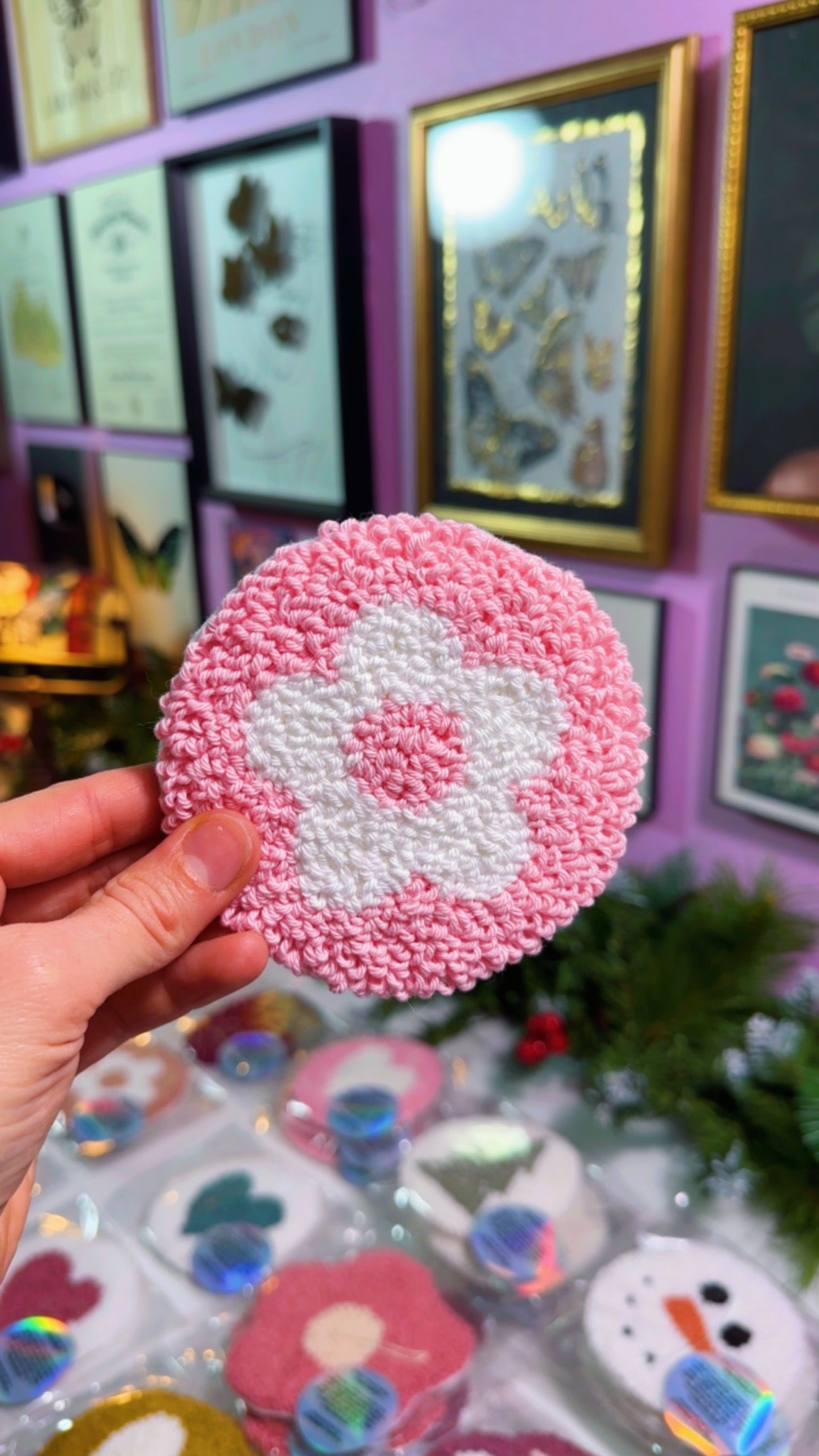 Pink Flower Handmade Coaster