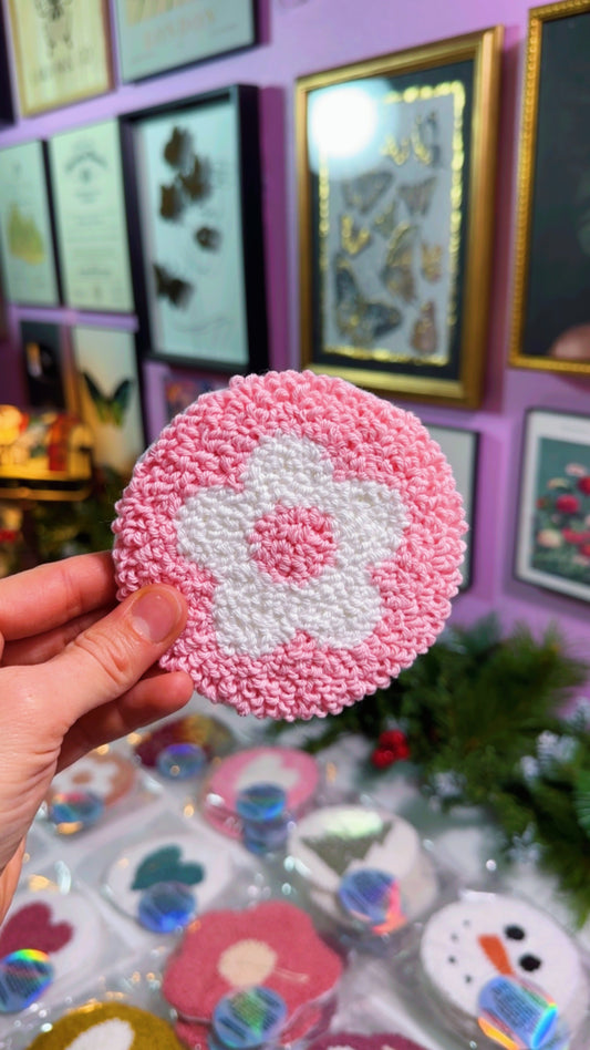 Pink Flower Handmade Coaster