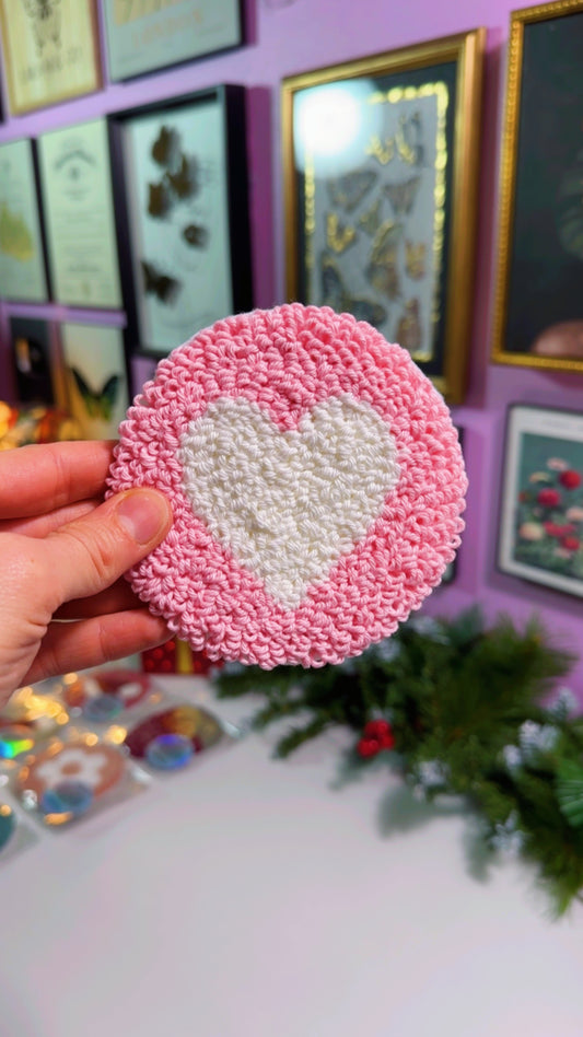 Pink Heart Handmade Coaster