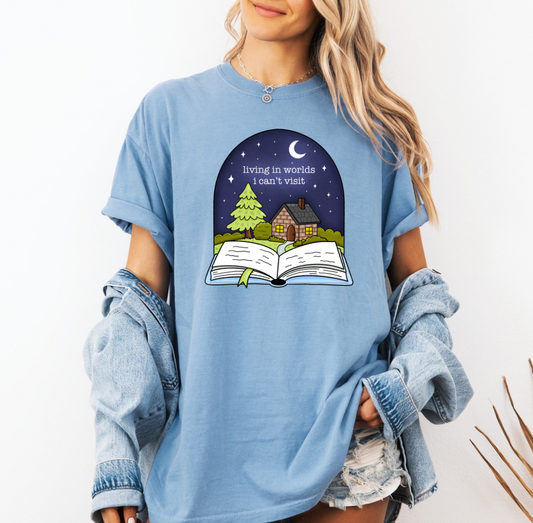 Living in Worlds I Can’t Visit T-shirt (Light Blue)