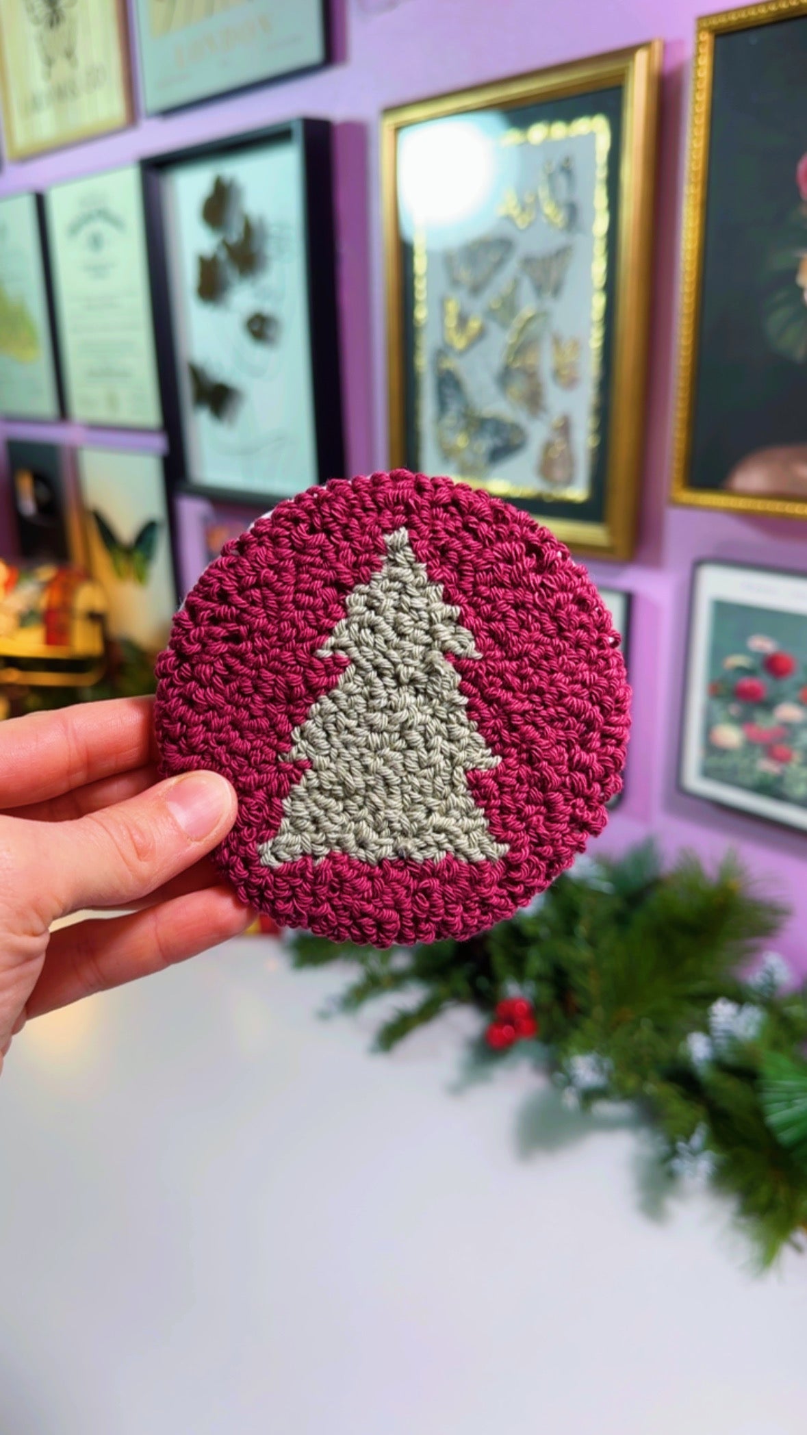 Burgundy Tree Handmade Coaster