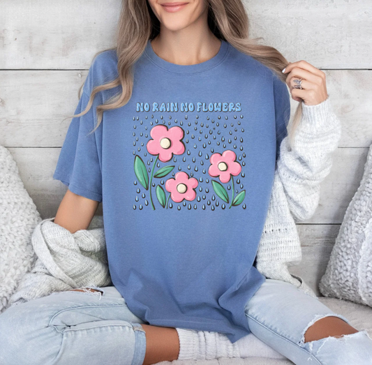 No Rain No Flowers T-shirt (Blue)
