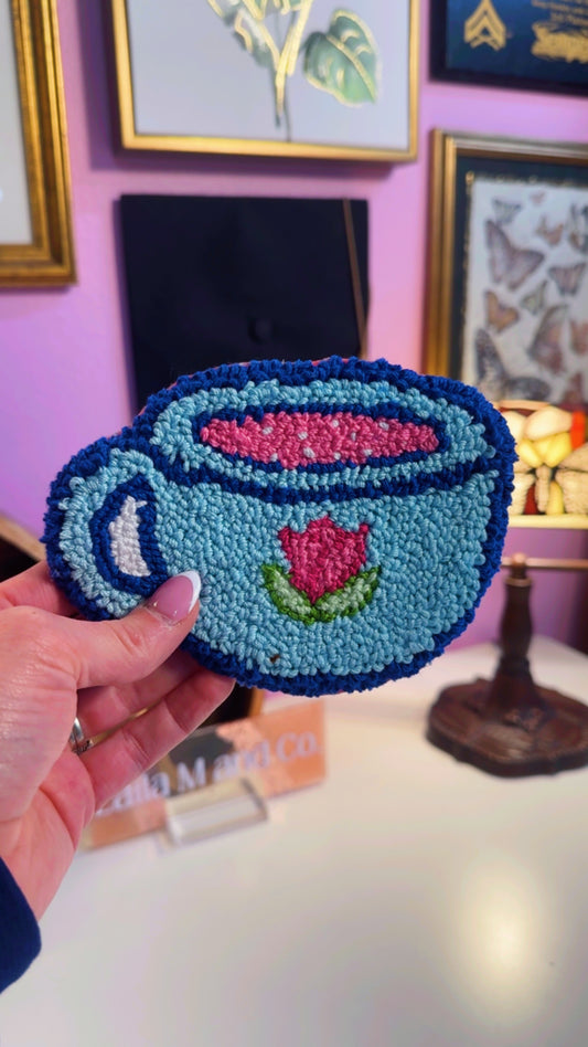 Let’s Have Tea Mug Blue Rug Coaster