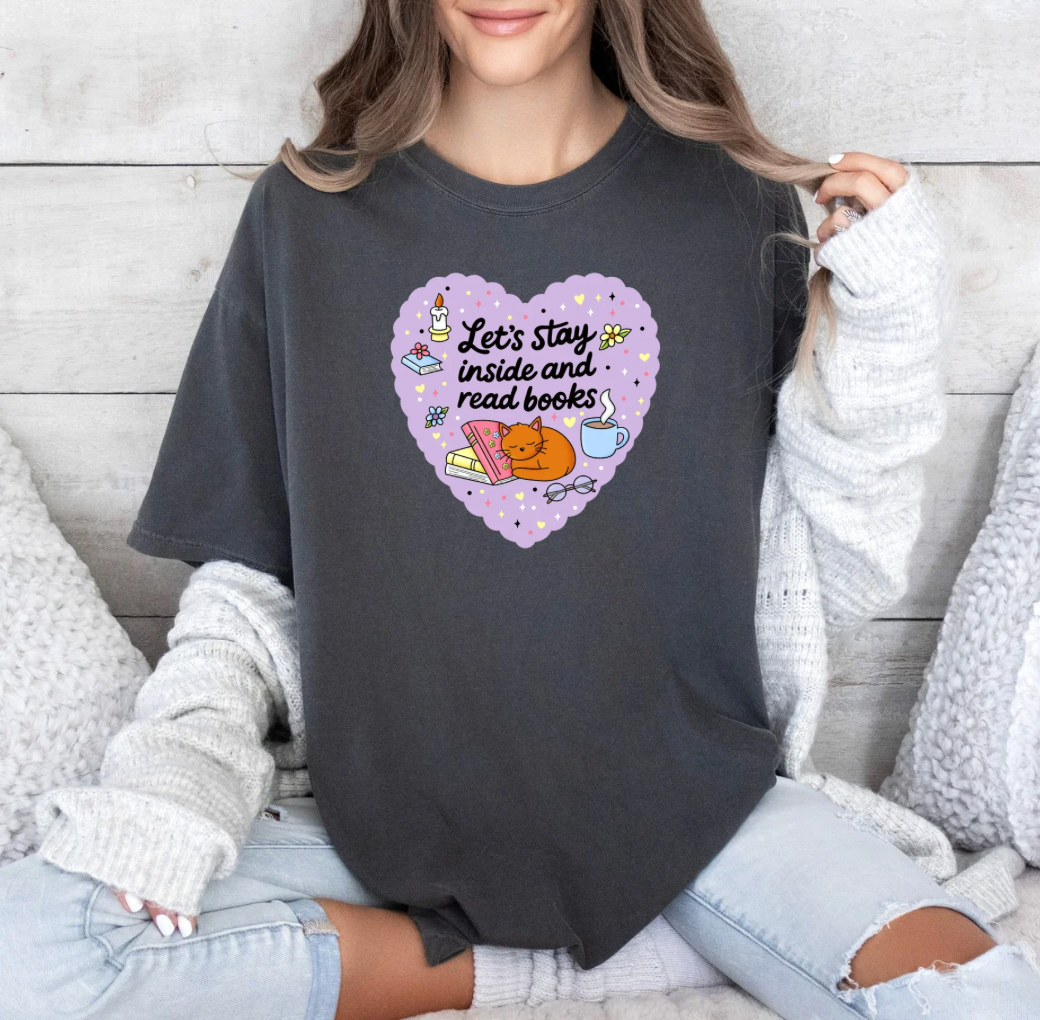 Stay Inside and Read Books T-shirt (Pepper)