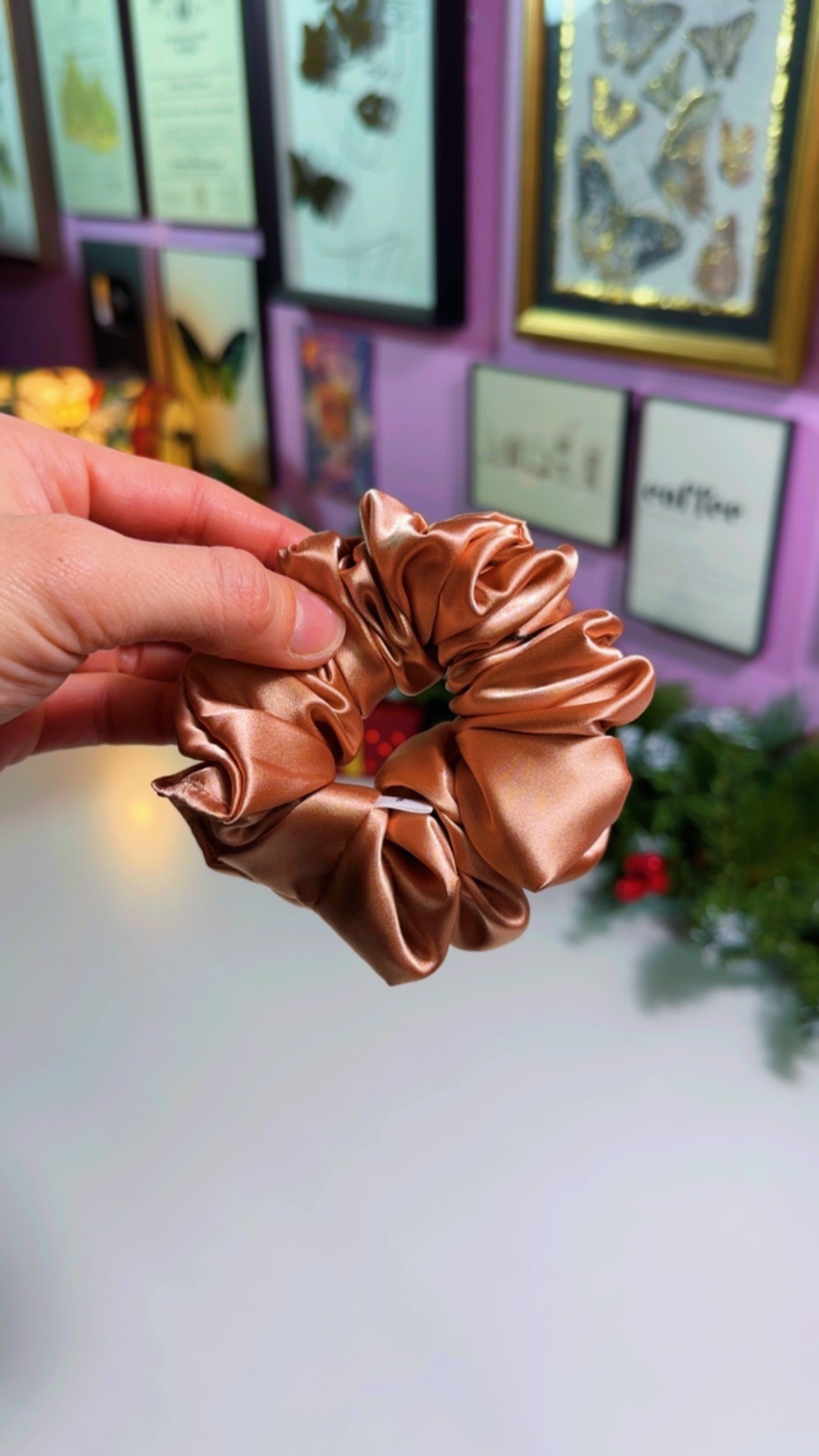 Peach Satin Scrunchie