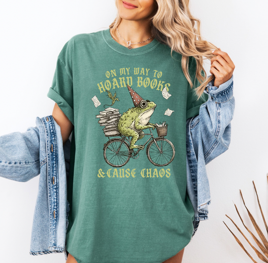 On my Way to Hoard Books T-shirt (Green)