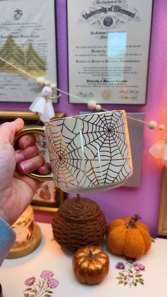 Gold Spiderwebs Mug (14 oz)