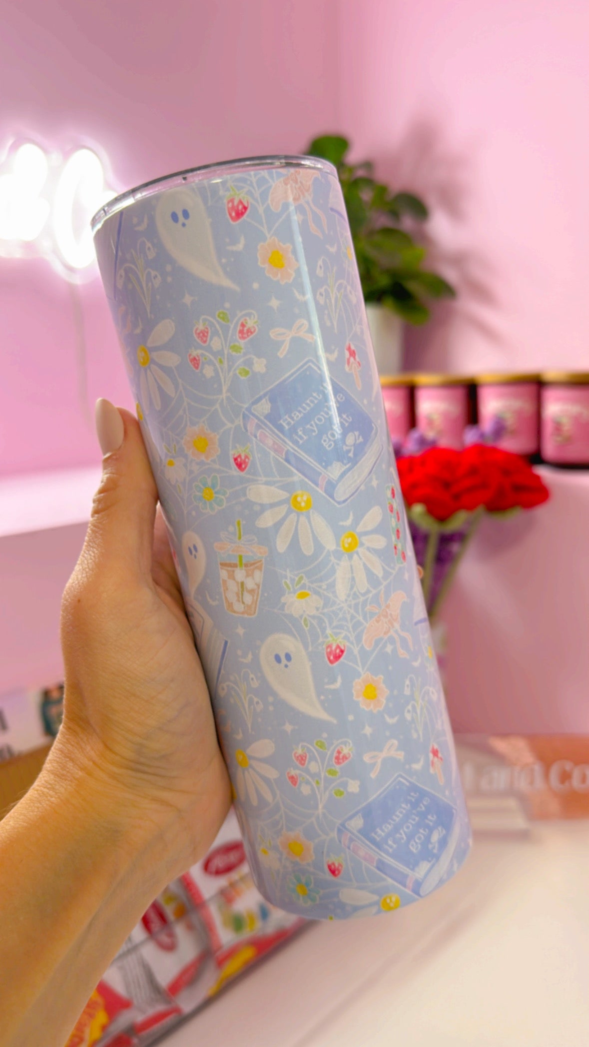 Cutie Ghosts in Sky Blue 20oz Insulated Tumbler