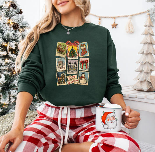 Holiday Stamps Crewneck (Forest)